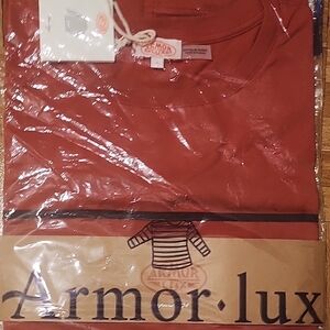 Armor Lux Striped Long Sleeve Tee in Red and Navy